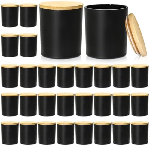 SUPMIND 10oz Black Glass Candle Jars with Lids,30pcs for Candle Making