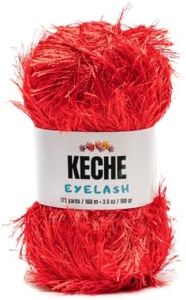 Eyelash Fun Fur Yarn - Premium Soft Crochet Yarn DIY Hand Knitting 100% Polyester 175 Yds 3.53 Oz - Red