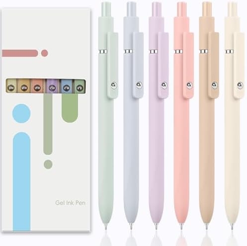 ACEES Gel Pens, 6 Pcs Retractable Quick Dry Black Ink Pen, 0.5mm Fine Point