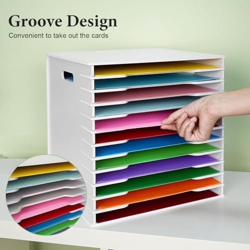 SANFURNEY 12 Slots Scrapbook Paper Organizer for Sizes 12" x 12"