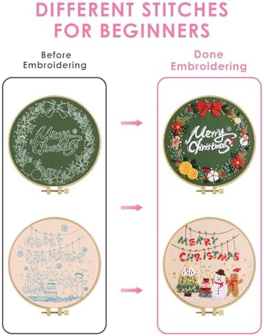 TINDTOP Christmas Embroidery Kit for Adult, Embroidery Kit for Beginners