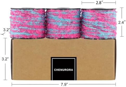 Artisanal Yarn Collection Multifiber Fancy Yarn for Knitting Crocheting Crafts DIY, Set of 3 Rolls(121 Bubblegum Wave)