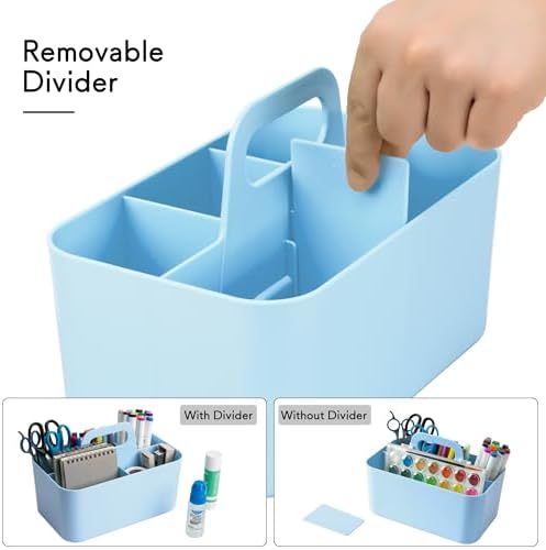 Tiawudi Multipurpose Caddy Organizer, Plastic Caddy with Handle, Stackable Desk Organizer for Stationery, Marker and Pencil, Office Supplies Organizer, Dorm Caddy