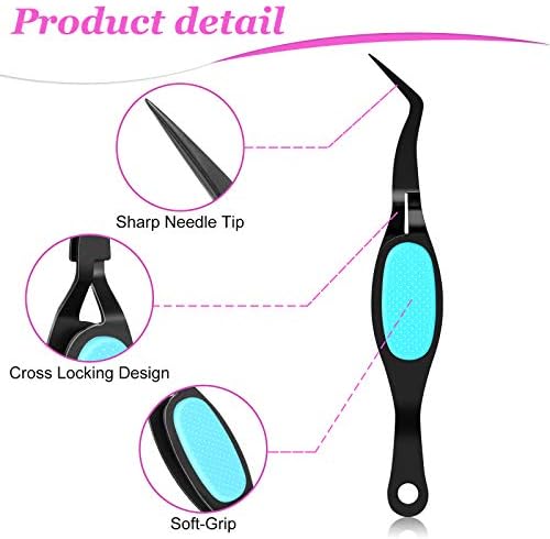 Mudder 3 Pcs Reverse Tweezers for Crafts Self Locking Curved,Curved Tip