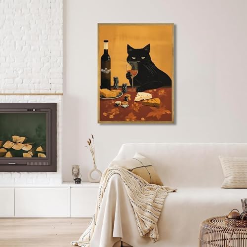 EIBEILI Diamond Painting Kits for Adults DIY 5D Diamond Art Paint with Round Diamonds Full Drill Gem Black Cat Art Painting Kit for Home Wall Decor Gifts 12x16inch