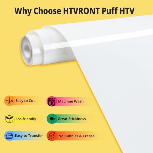 HTVRONT Puff Vinyl Heat Transfer, 10" x 6ft Black & White Puff Vinyl