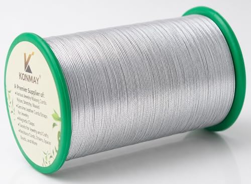 KONMAY Silver Elastic Thread for Sewing, 0.5mm 440 Yards Stretch Bobbin Thread for Shirring, Smocking, Gathering, Ruching, Decorative Sewing, Waistbands, Cuffs & Lightweight Garment Projects