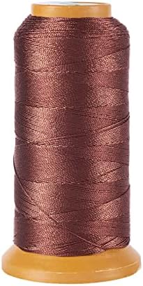 601Yards 0.5mm Nylon Sewing Thread Polyester Leather Cord Coffee Beading String Macrame Cord Rope for DIY Necklace Bracelet Handcraft Leather Sewing Bookbinding