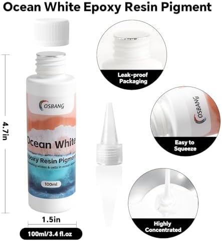 Ocean White Epoxy Resin Pigment 100ml/3.4 fl.oz, High Concentration Liquid Colorant for Resin Art, Ideal for Creating Waves, Cells, and Unique DIY Crafts