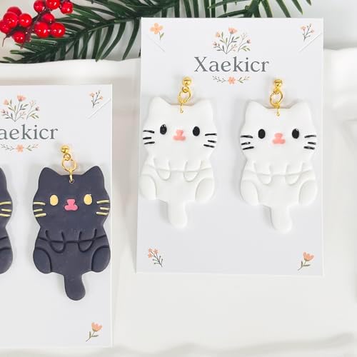 Xaekicr Black Cat Polymer Clay Cutters for Earrings – Cute Animal Clay Cutters for Polymer Clay Jewelry Making – Clay Tools & Earring Molds for DIY Crafts