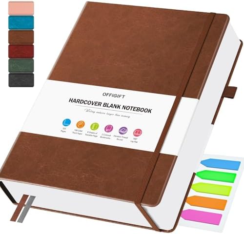Blank Journal, Hardcover Sketchbook, 320 Pages, Leather Blank Notebook, A5