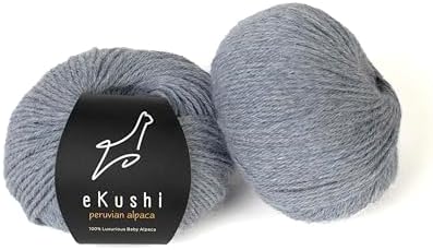 100% Baby Alpaca Yarn for Knitting & Crocheting - Set of 2 Skeins of Premium Yarn DK - Lightweight, Hypoallergenic & Thermal Peru Made - Ideal for Delicate Projects (M838 - Slate Gray)