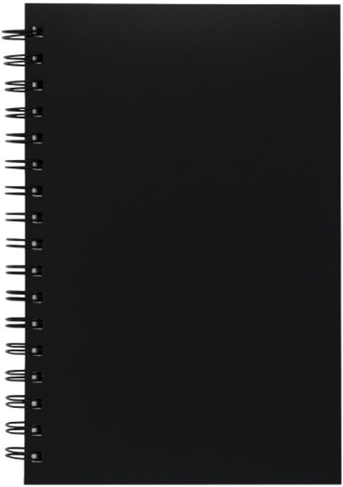 UCREATE Poly Cover Sketch Book, 6" x 9", Black, 75 Sheets/Book, 12 Count | Heavyweight, 70 lb., Side Spiral Bound, Class Pack, 900 Sheets Total, #PCAR37089