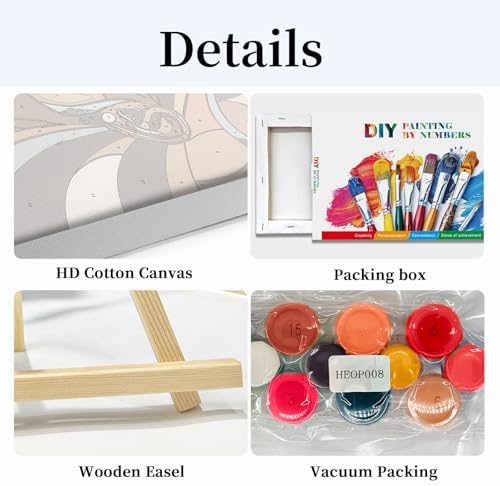 HeeBenor Framed Paint by Numbers Kit for Adults, Black Woman Paint by Numbers Kit for Adults with Easel, DIY Acrylic Paint by Number with Frame, Adult Paint by Number Kits Framed Canvas 8x12 Inch