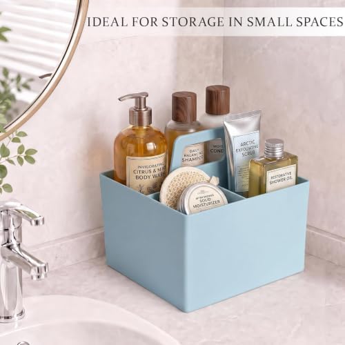 Multipurpose Caddy Organizer with Handle Plastic Desk Storage, Blue