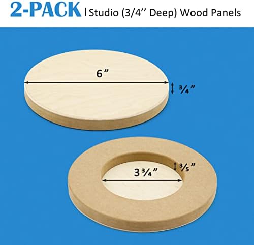 Falling in Art 2 Pack 6'' Unfinished Round Birch Wood Panels for Painting