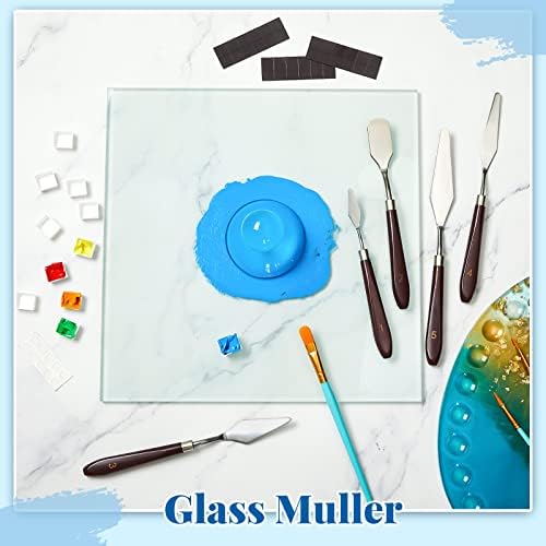 Nuanchu 109 Pcs Paint Muller Glass Slab Set,2.95'' in Dia,Round Handle