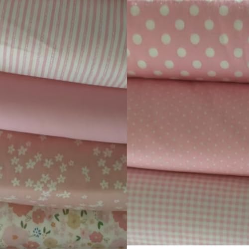 Cotton Fabric DIY Making Supplies Quilting Patchwork Fabric Fat Quarter Bundles DIY for Quilting Cotton Patchwork Cushions (Mix Pink Flowers, 20" x 20")