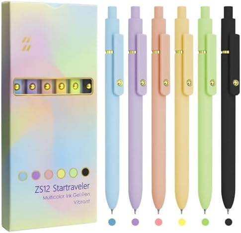 UIXJODO Fine Point Colored Pens, 6 Pcs Gold Vibrant, 0.5mm Gel Ink