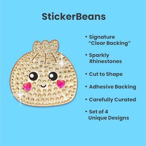StickerBeans® Rhinestone Stickers - Savory & Sushi Sticker Pack, 2” x 2” Each, Unique Sparkly Cut-to-Shape for Collecting, Trading, Decorating Laptops, Phone Cases, Scrapbooks