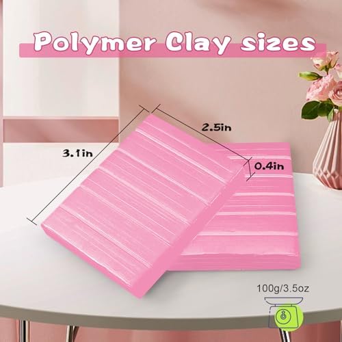 ifergoo 100g Pink Polymer Clay, 3.5oz Oven Bake DIY Modeling Clay for Kids