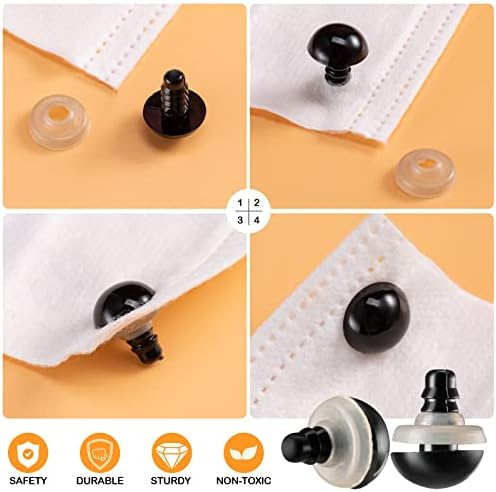 270PCS Safety Eyes and Noses, Black Plastic Eyes and Teddy Bear Nose with Washers for Doll Making for Crafts