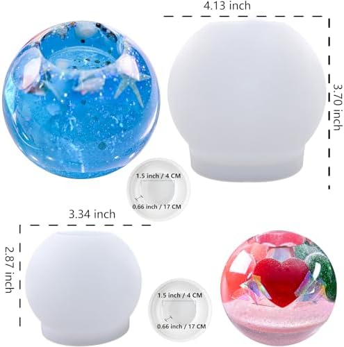 Tealight Candle Holder Resin Mold, 2 Pack Sphere Candlestick Mold