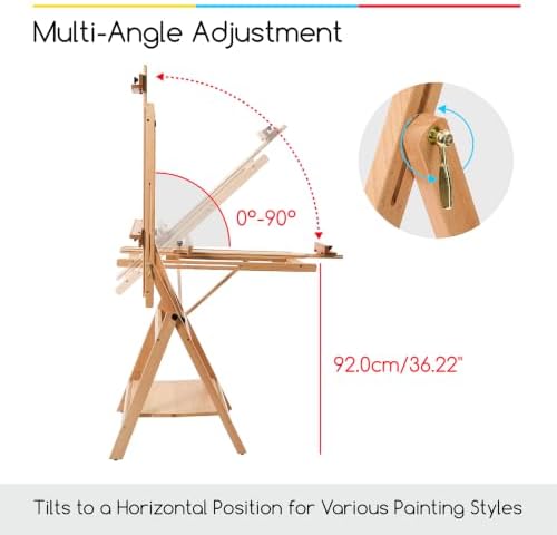 MEEDEN Large Studio Artist Easel: Heavy Duty H-Frame Easel for Painting | Wooden Artists Easel - Convertible Easel - Collapsible Floor Art Easel Stand for Adult, Craft, Office & Studio Natural