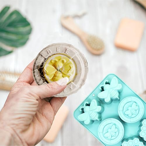 2 Pack Bee Soap Molds,Butterfly Silicone Molds for Soap Making Great for Handmade Soap,Lotion Bars,Beeswax,Biscuit,Chocolate,Moon Cake