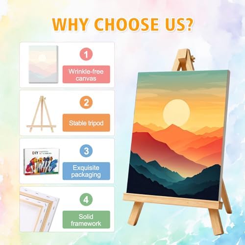 Amaieuin Sunrise Paint by Number Adult,Paint by Numbers Adults with Frame Easel,Adult Paint by Numbers for Home Wall Art Decor 12x8in