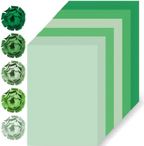 100 Sheets 8.5" x 11" Green Colored Cardstock, 5 Colors