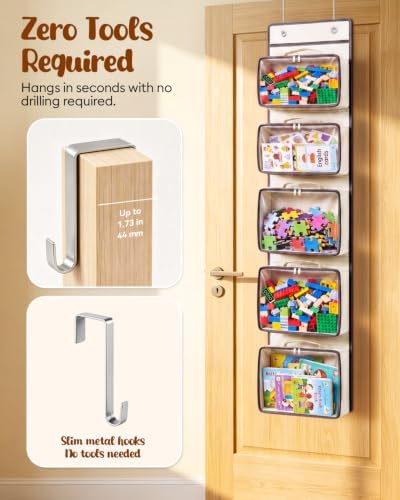 Over the Door Organizer, Hanging Craft and Art Supply Storage, Beige