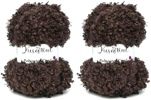 (32 Colors Available) Yusarinl 2 Skeins Teddy Bear Yarn,Fuzzy Yarn for Crochet Polyester Plush Fur for Crafts Fluffy Fuzzy for Knitting(6.7 oz, 80 yds)-Coffee