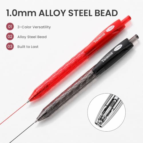 50 Bulk Pens, 1.0mm Medium Point Ballpoint 20 Black 15 Red 15 Blue