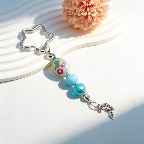 Beadable Keychain Colorful Heart/Triangle Shaped Blank Bar with Snap Hook for DIY Craft Making Kit