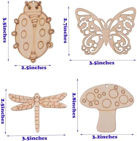 90PCS Unfinished Blank Wooden Insect Cutouts Craft for Kids | suit for Children's Painting DIY Room Decoration Gift Giving Surprise (90 Insect)