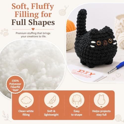 Esoes Crochet Kit for Beginners-4PCS Cat Crochet Kits for Adults, Amigurumi Crochet Animals Cat Crafts Crochet Kits, Holiday Gifts