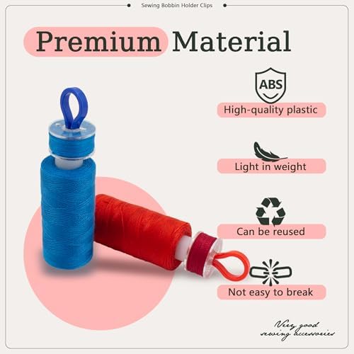100Pcs 5 Colors Sewing Bobbin Holder Clips Plastic Thread Bobbin Clips Sewing Accessory for Thread Spool Organizing Embroidery Quilting (5color-100pcs)