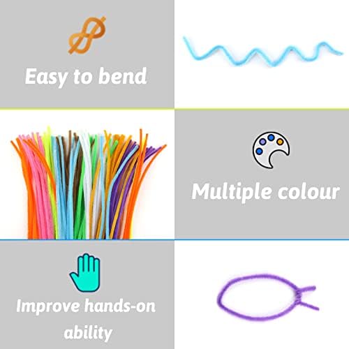 DOITEM Pipe Cleaners Craft Supplies, 1000+Pcs Arts and Crafts Supplies Including Pipe Cleaner Wiggle Googly Eyes Pom Poms Feathers Sticks Sequins Foam Flowers Papers Heart Stickers for Kids Adults