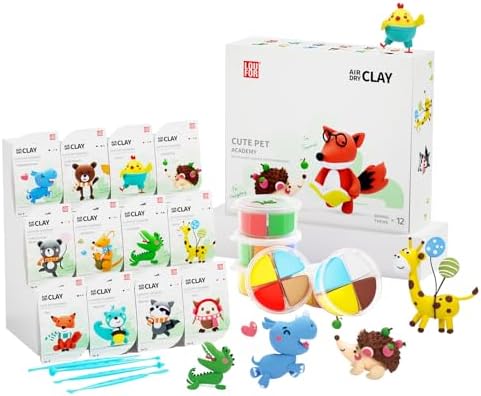 LOUFOR Air Dry Clay Kit -12 Animals Modeling Clay for Kids Arts and Crafts