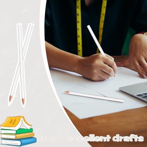 120 Pack Bulk White Colored Pencils for Kids, Pre-sharpened Art Pencils Back to School Supplies Set, Drawing Sketching Pencils for Students, Teachers, Classroom