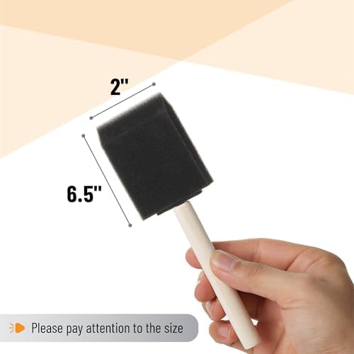 Bates- Foam Paint Brushes 2 Inch, 50 Pack, Black 2 Inch Foam Brushes for Painting with Lightweight Wooden Handles