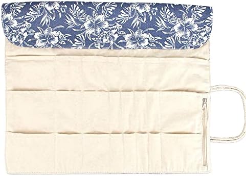Teamoy Knitting Needle Case Organizer Holder Roll(up to 14"), Blue Flowers