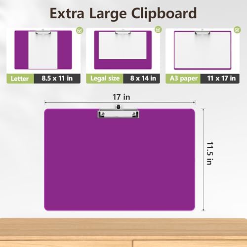 Extra Large Clipboard, 11 x 17 Purple Plastic Drawing Board