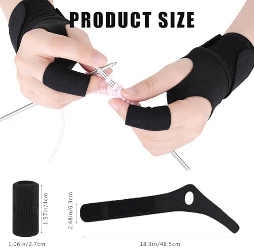 2 Pack Ergonomic Crochet Hooks Gloves with 10 Pack Finger Sleeves Crochet Accessorie for Crochet Supplies for Crocheters