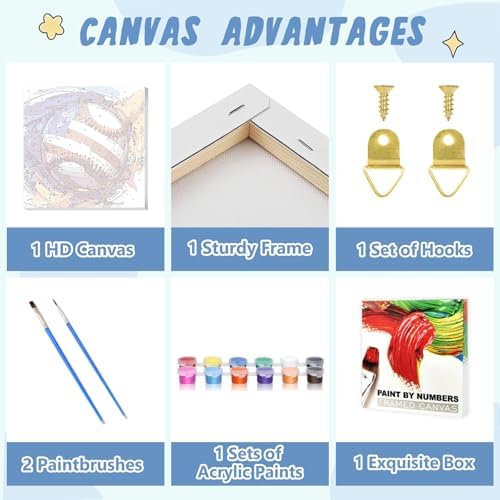 XTCIXAL Paint by Numbers Kit for Kids with Frame, Baseball, 8X8 inch