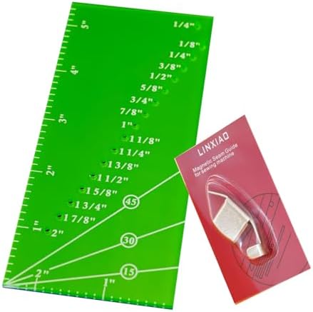 Magnetic Seam Guide for Sewing Machine with Piercing Seam Guide Ruler,Seam Gauge Ruler,Universal Sewing Machine Quilting Accessories for Hemming,Mitered Corners,Green