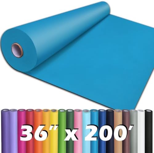 PerkHomy 36" x 2,400" (200') Lake Blue Kraft Paper Roll for Craft Bulletin Board Paper Art Table Covering Crafting Gift Wrapping Bouquet Packing Parcel 80GSM 55LB (Lake Blue, 36" x 200')