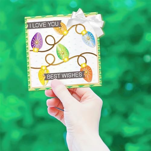 Lapoo Christmas Metal Cutting Die for Scrapbooking, 3D Backgrounds Frame Cutting Dies DIY Album Card Making Decor Paper Metal Die Cuts Party Wedding Decorations (Trees & Lights 5.7 x 4.3 in)