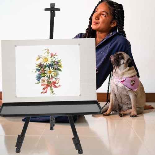 Detachable Easel Tray Attachment with Clip-on Shelf for Folding Easels Compatible with Most Tripod Racks Plastic Art Supplies Organizer 13.18X4.72X0.98 Inches